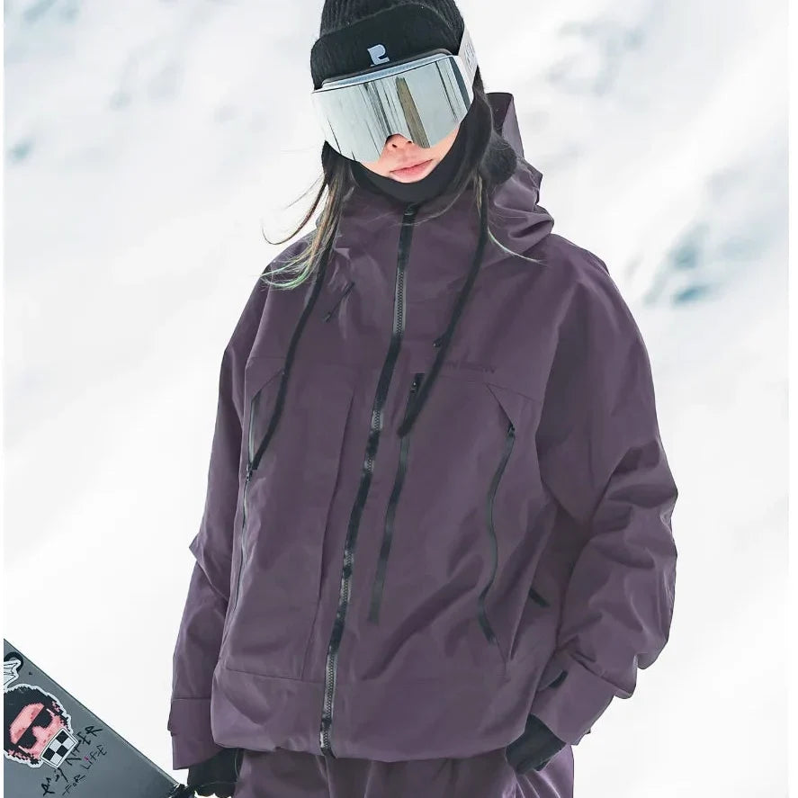 Veste de ski imperméable femme matelassée coupe-vent - Violet