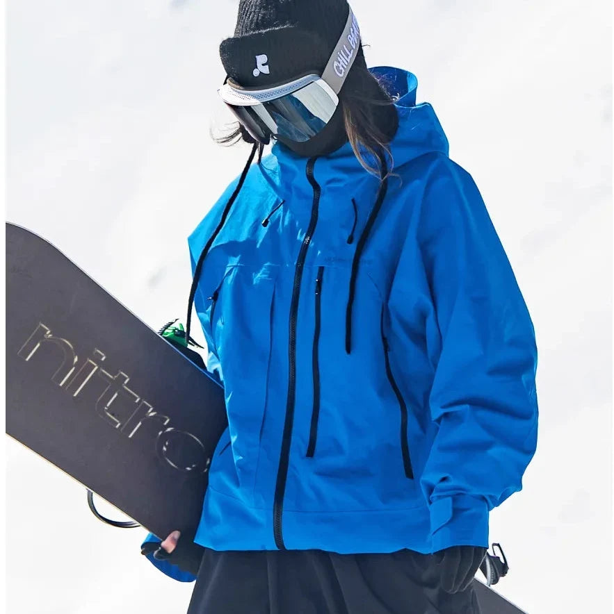 Veste de ski imperméable femme matelassée coupe-vent - Bleu