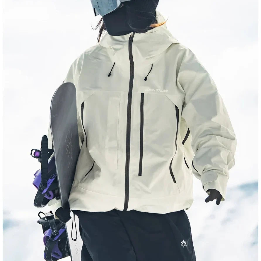 Veste de ski imperméable femme matelassée coupe-vent - Beige