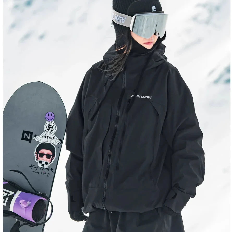 Veste de ski imperméable femme matelassée coupe-vent - Noir