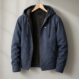Veste doublée sherpa homme en coton avec capuche ajustable - Bleu