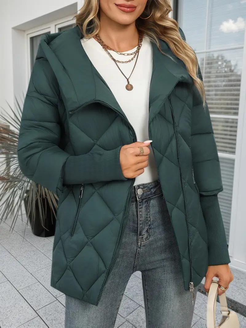 Doudoune Femme à Capuche Matelassée Patchwork