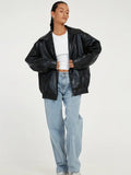 Veste en cuir classique zippée femme