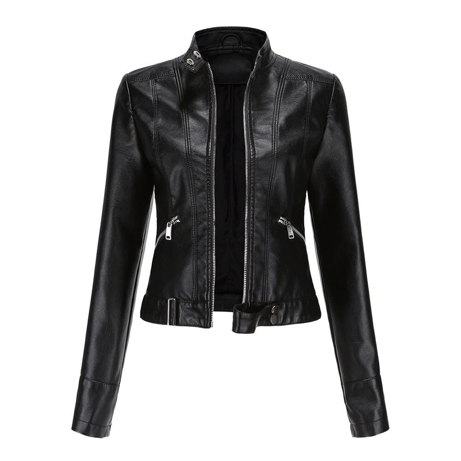 Veste en Cuir Femme Coupe Ajustée Chic Mi-Saison
