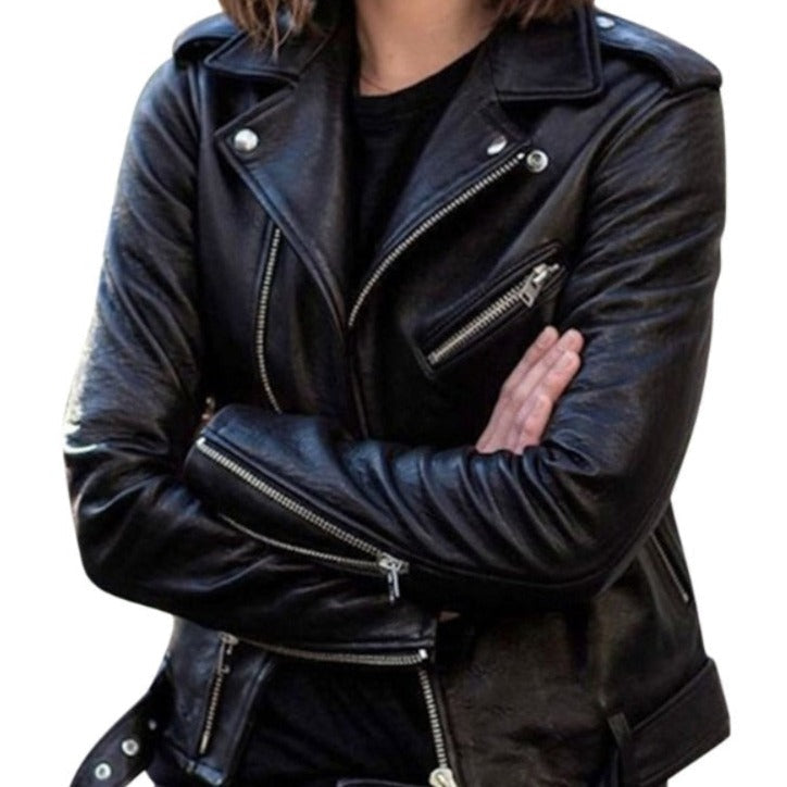 Veste en Cuir Femme Coupe Slim