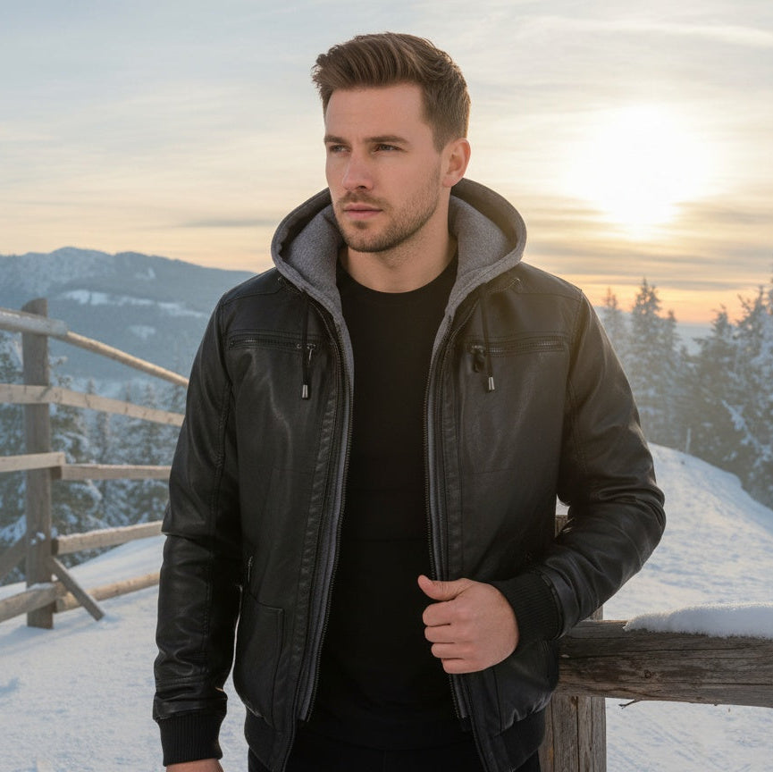 Veste en cuir homme coupe ajustée
