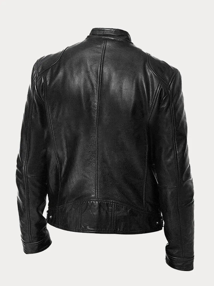 Veste en cuir homme décontractée coupe ajustée