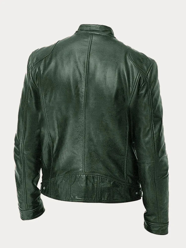 Veste en cuir homme décontractée coupe ajustée
