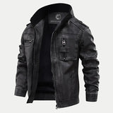 Veste en cuir noir homme classique
