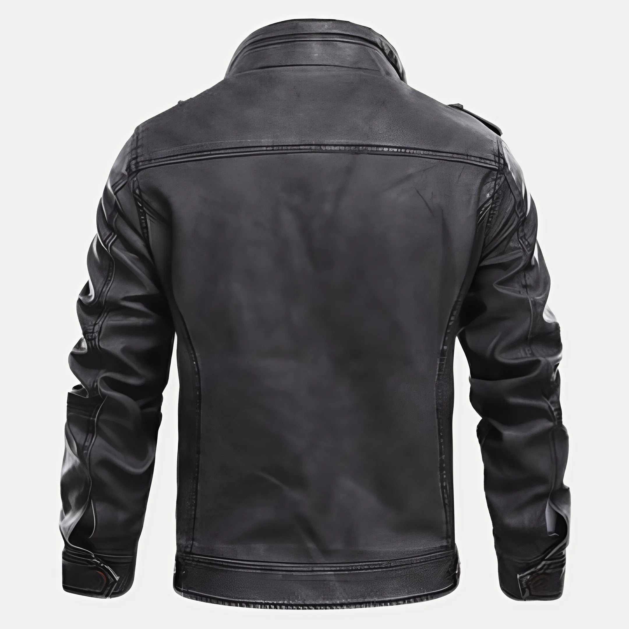 Veste en cuir noir homme classique