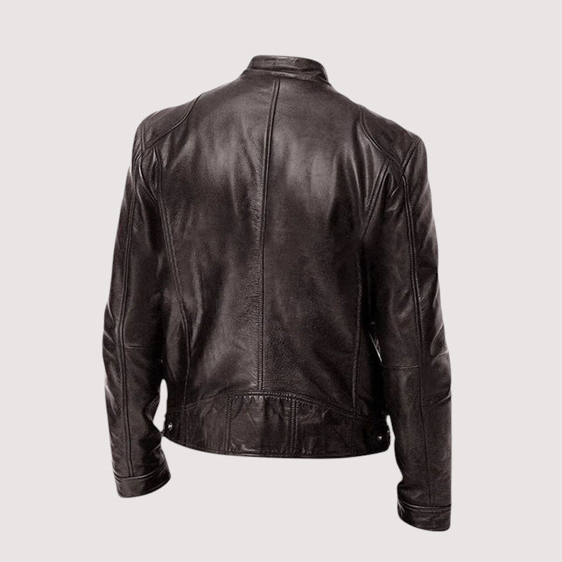 Veste en cuir véritable homme coupe ajustée