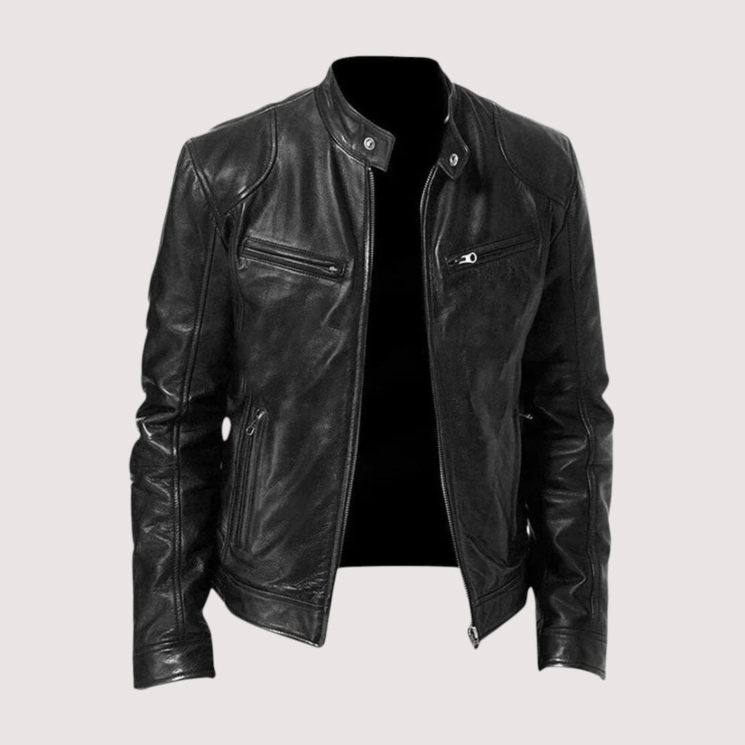 Veste en cuir véritable homme coupe ajustée