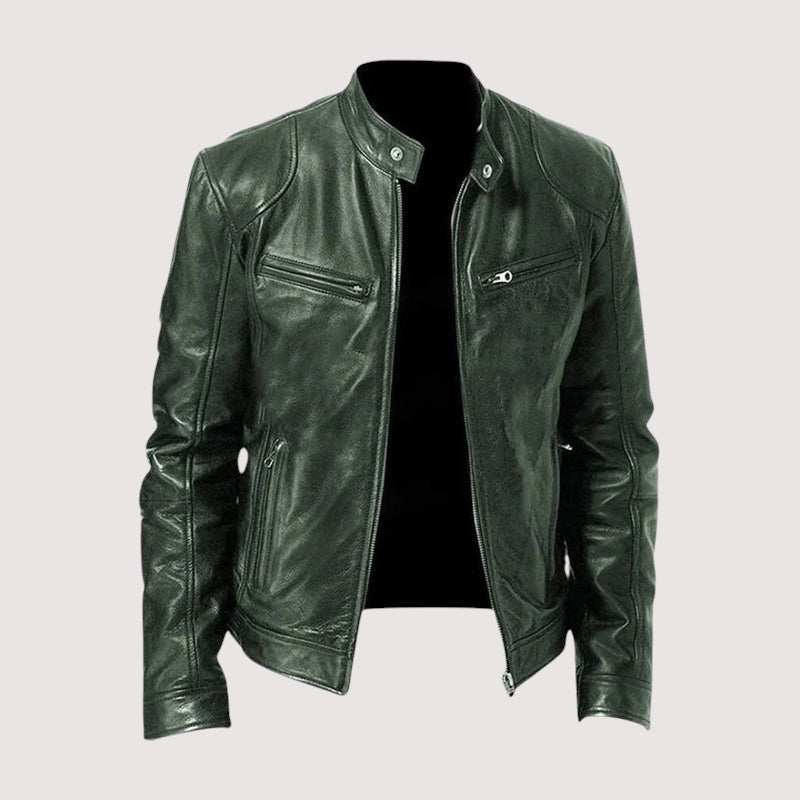 Veste en cuir véritable homme coupe ajustée