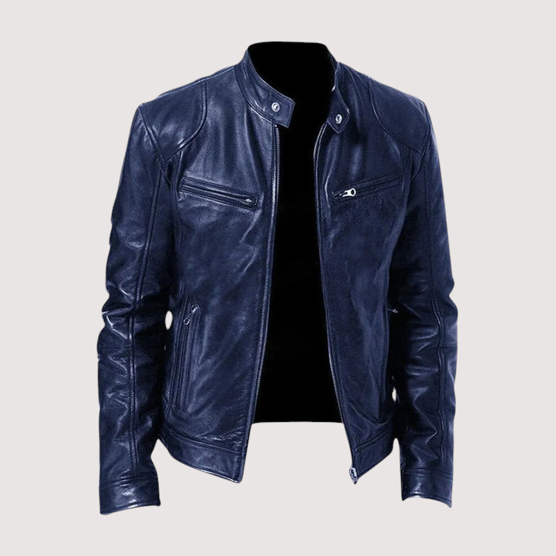 Veste en cuir véritable homme coupe ajustée