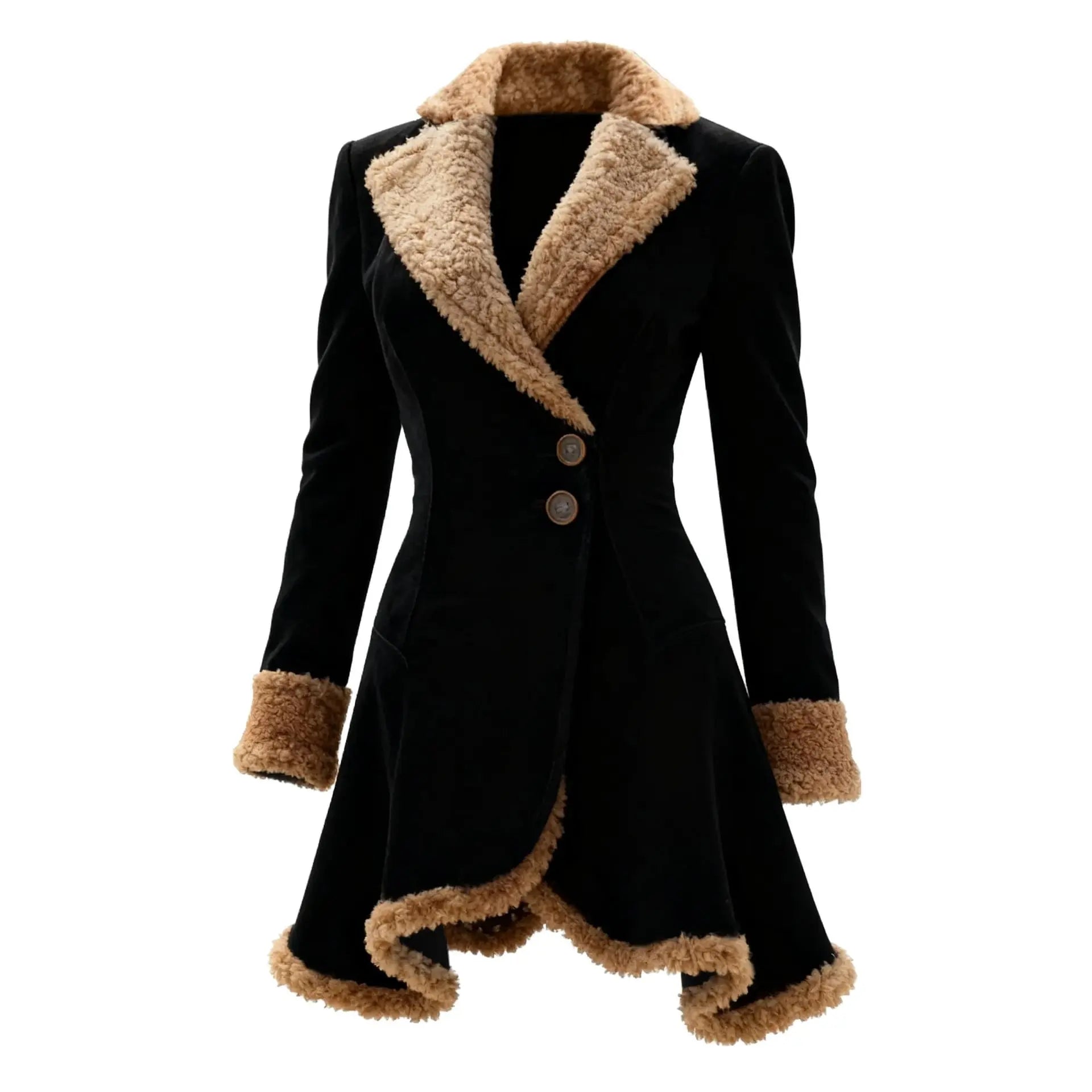 Veste en daim femme col fausse fourrure coupe vintage - Noir