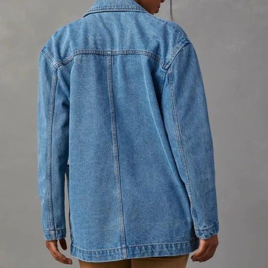Veste en jean femme casual coupe ample manches longues