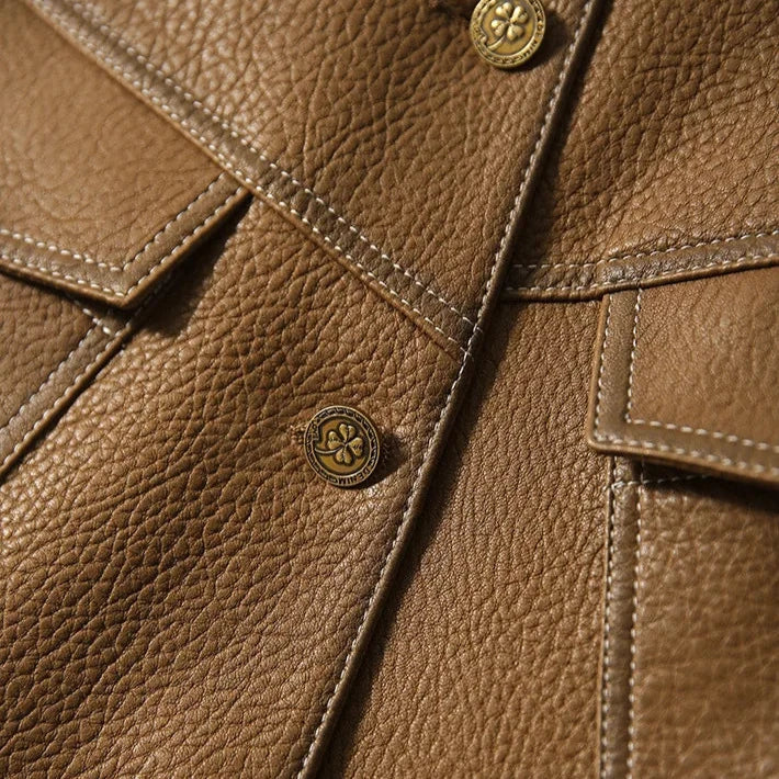 Veste en simili cuir femme col cranté
