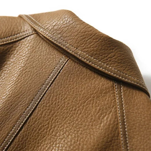 Veste en simili cuir femme col cranté