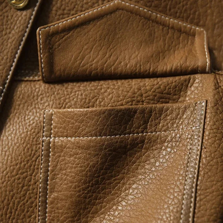 Veste en simili cuir femme col cranté