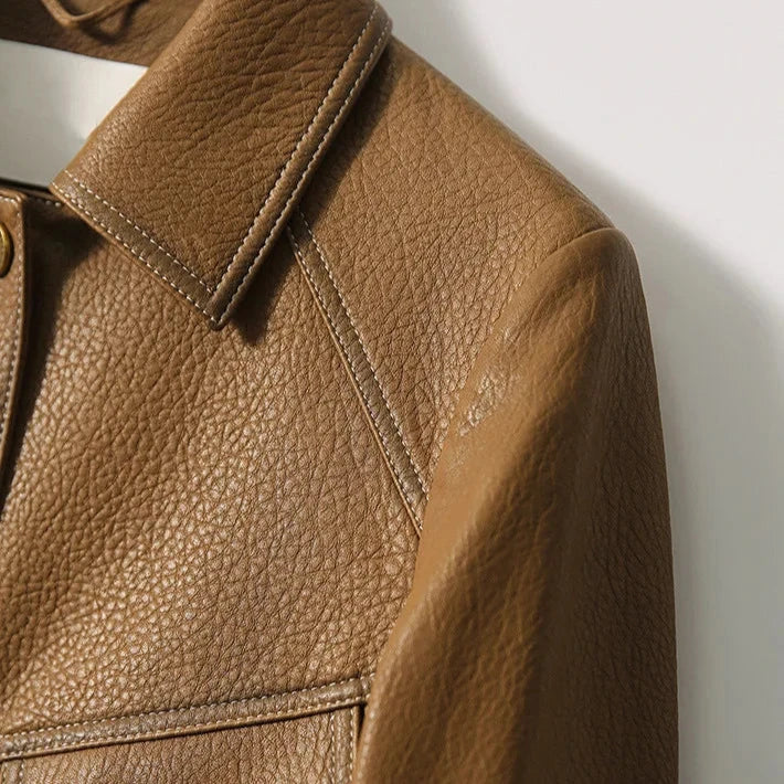 Veste en simili cuir femme col cranté