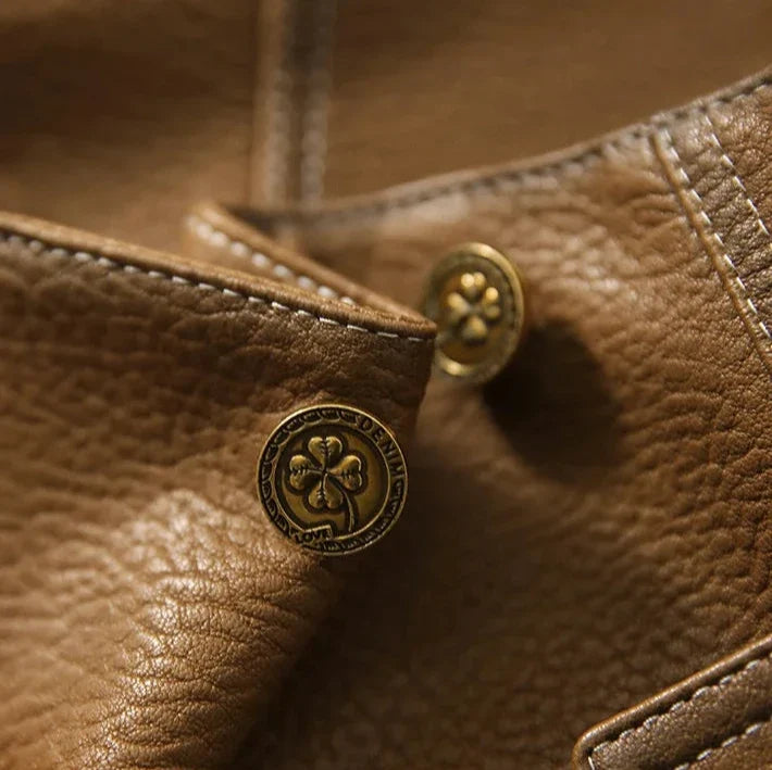 Veste en simili cuir femme col cranté