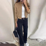 Veste Femme Col Cranté Manches Longues
