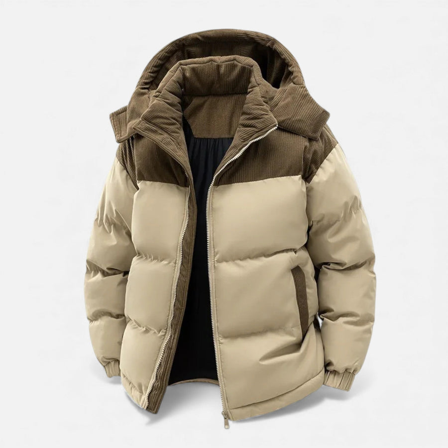 Veste Hiver Homme Doublée Capuche Amovible Col Montant
