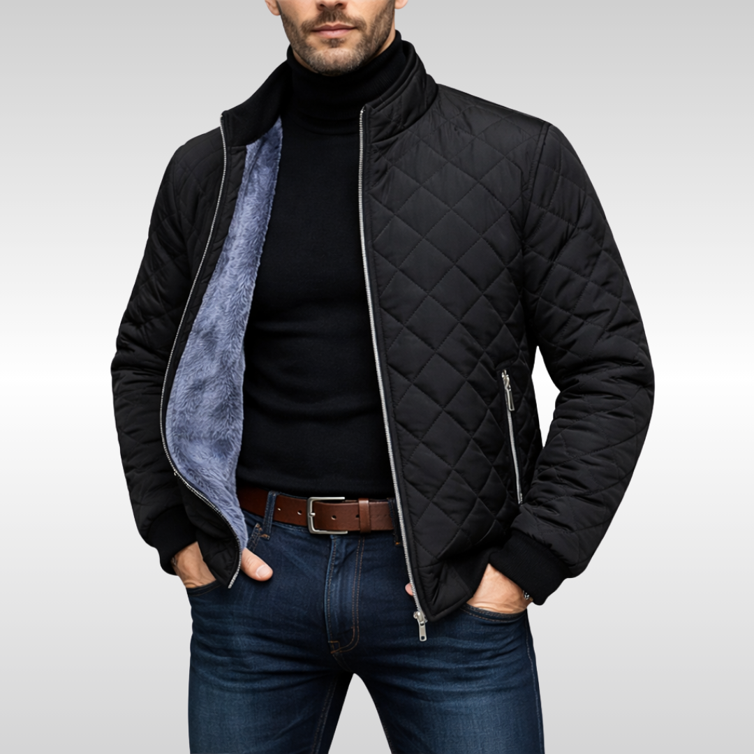 Veste matelassée chaude doublure polaire - Noir