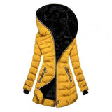 Veste matelassée femme mi-longue doublure polaire - Jaune