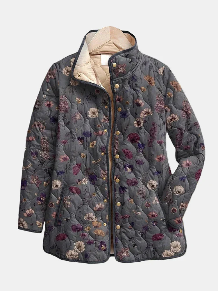 Veste Matelassée Femme Motif Floral Vintage Légère