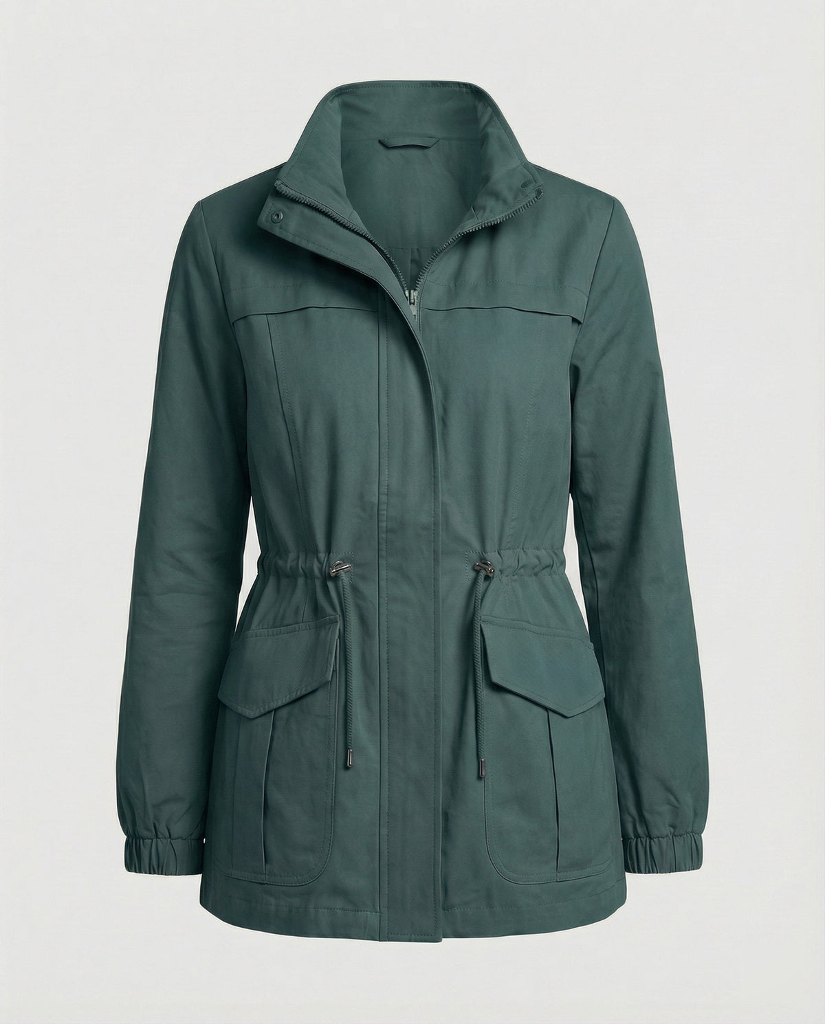 Veste Militaire Femme Col Montant Taille Cordon - Vert