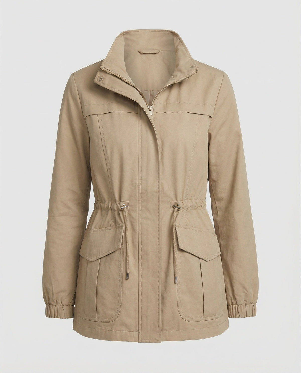 Veste Militaire Femme Col Montant Taille Cordon