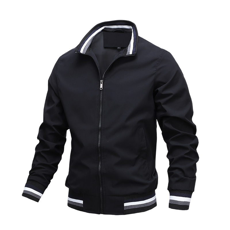 Veste zippée homme coupe ajustée décontractée - Noir