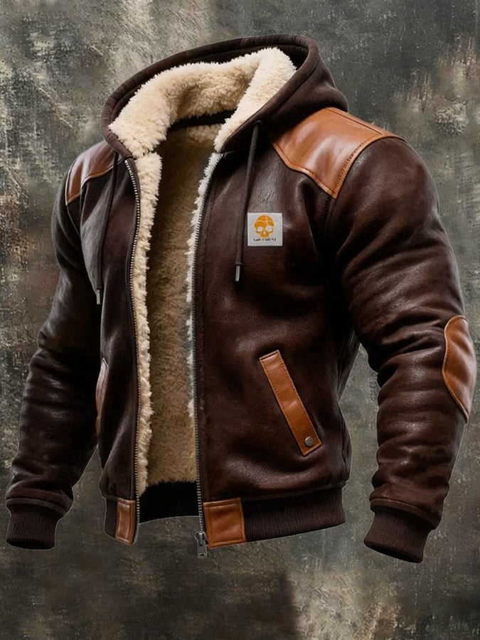 Yann - Veste Daim Capuche Vintage